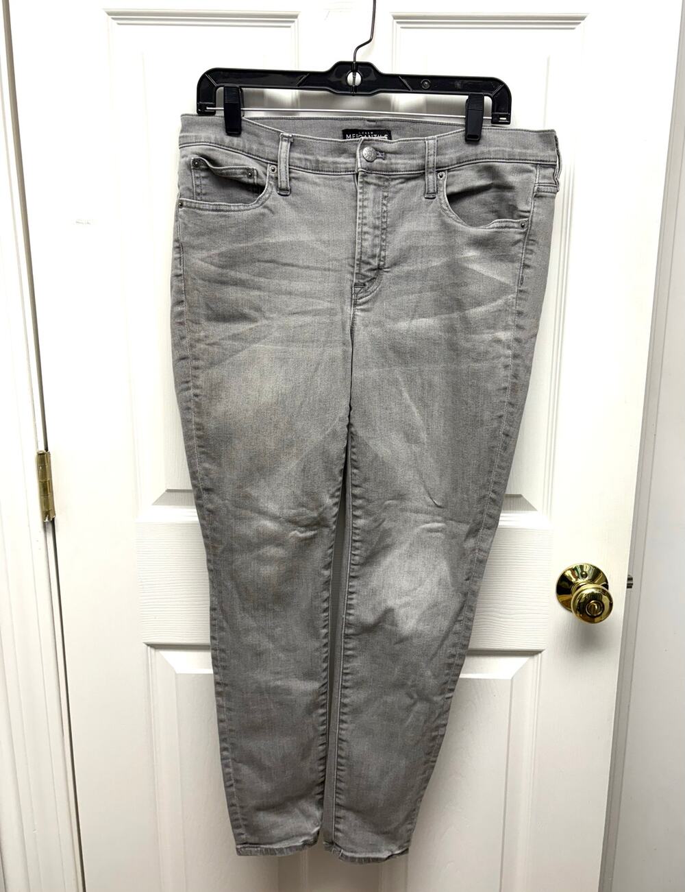 J Crew Mercantile Jeans, Mid Rise, Gray Straight Leg, Women's Size 31